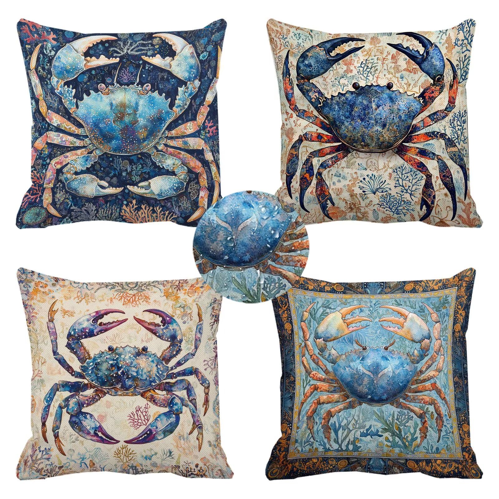 Housse de coussin 30x30 cm bleu imperméable k-41 pour déco de jardin