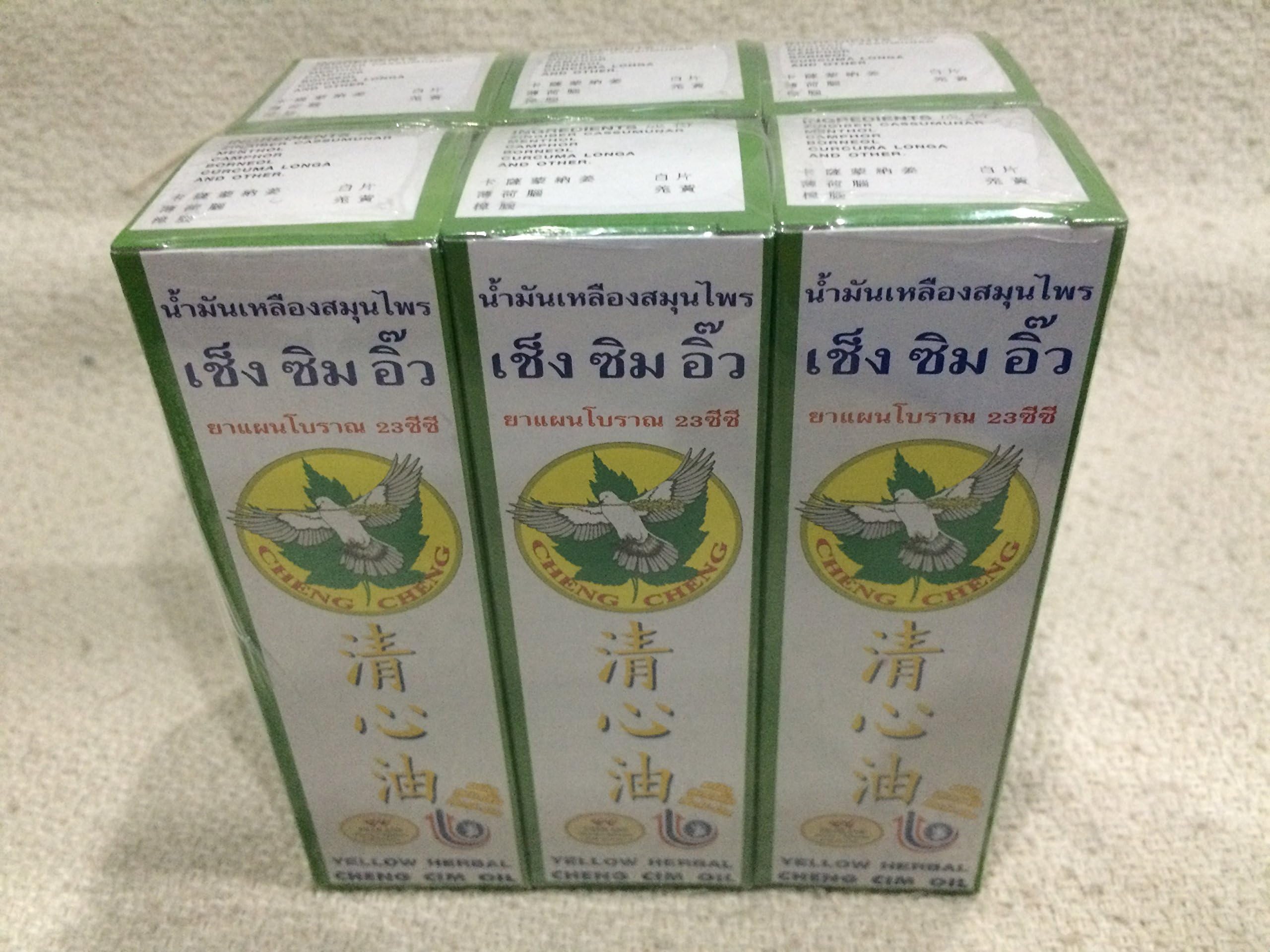 Pack of 6 Cheng Cim Yellow Herbal Oil 6 x 23cc