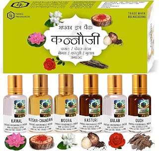 Parag Fragrances Natural & Premium Liquid Attar Gift Pack For Unisex (Kannauji 6 In 1)