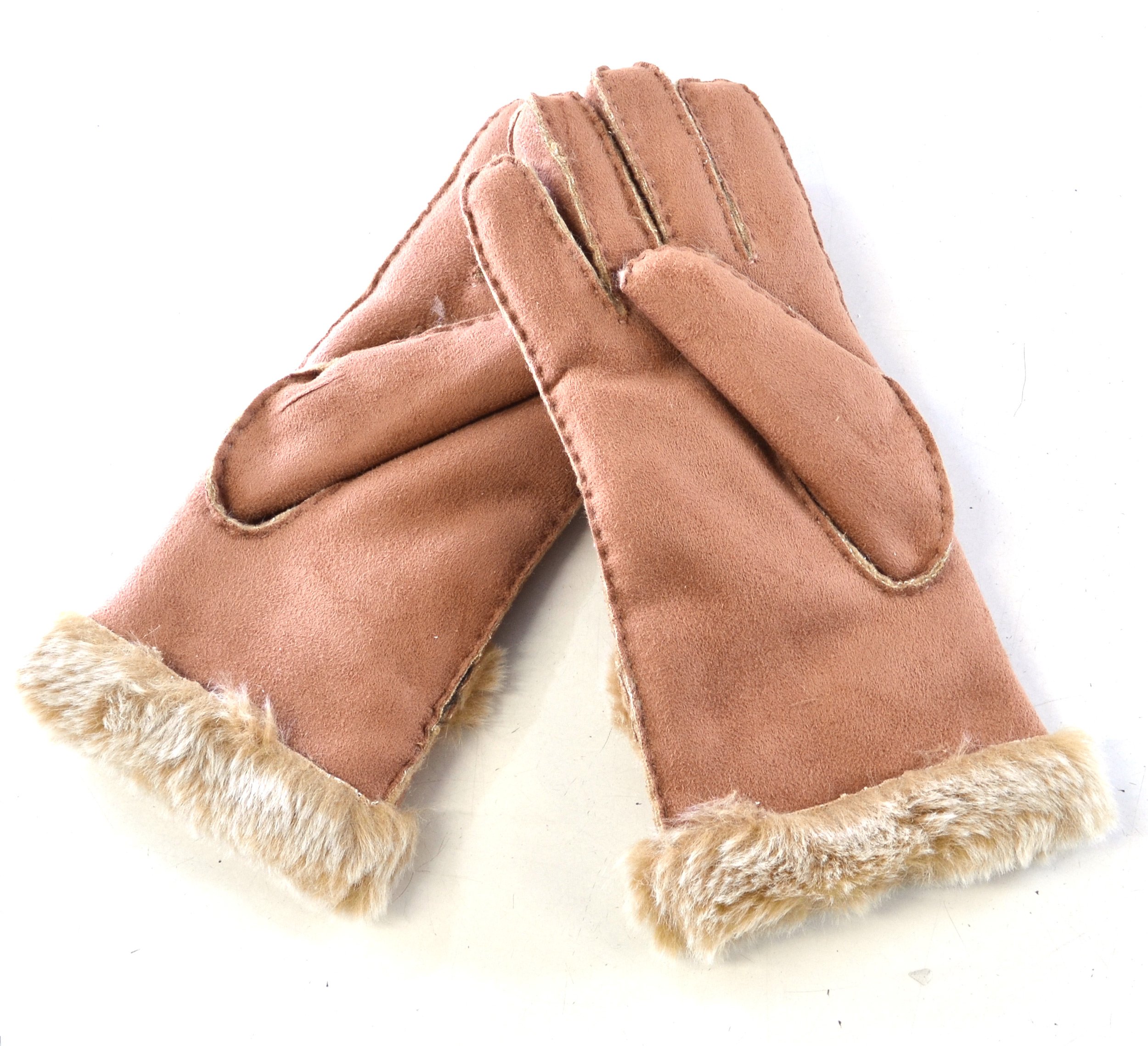 Pia Rossini Women's Camel Suzette Faux Shearling Fur Sheepskin Gloves Chocolate, Sand, Grey, Black (Large, )