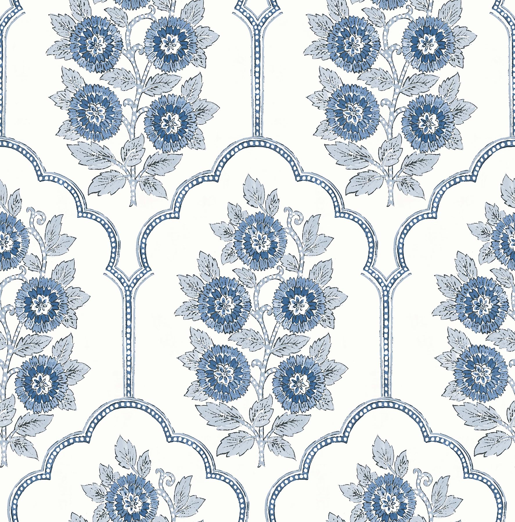 NuWallpaperx Society Social Floral Bazaar Delft Blue Peel and Stick Wallpaper, SSS6315