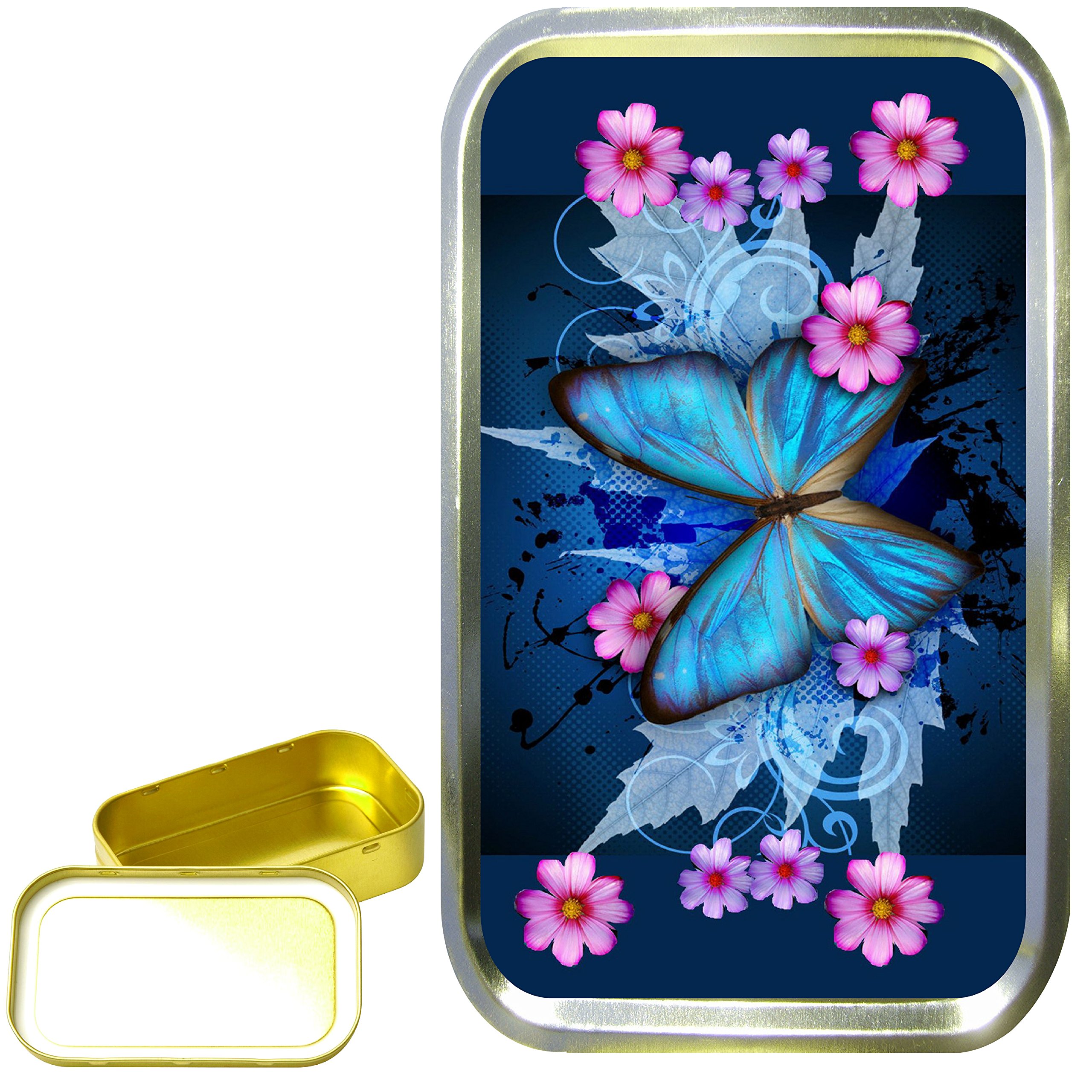 TEEZ Blue Butterfly 1oz gold tobacco tin