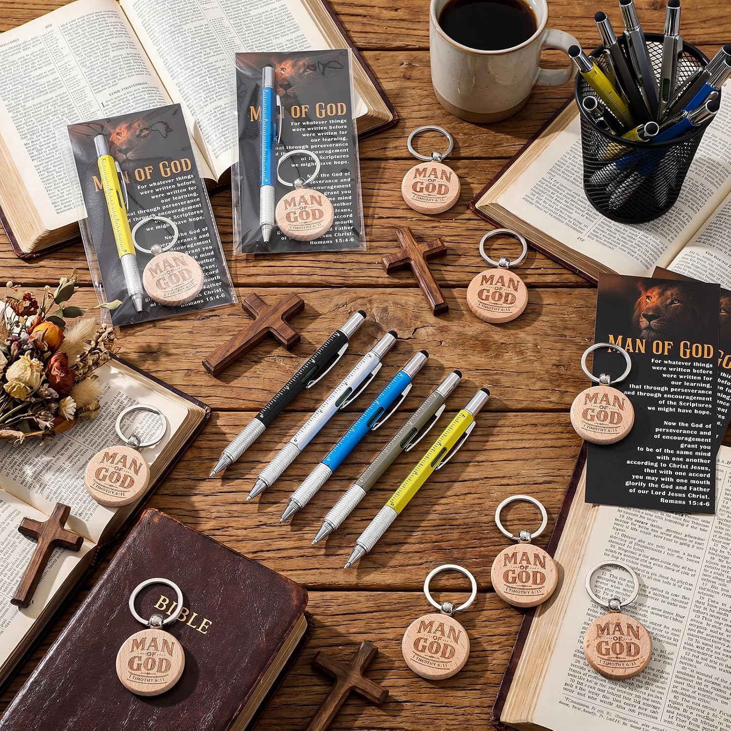 Landical 25 Set Man of God Gifts 6 in 1 Multi-Tool Pen,Colorful,Classic image 4