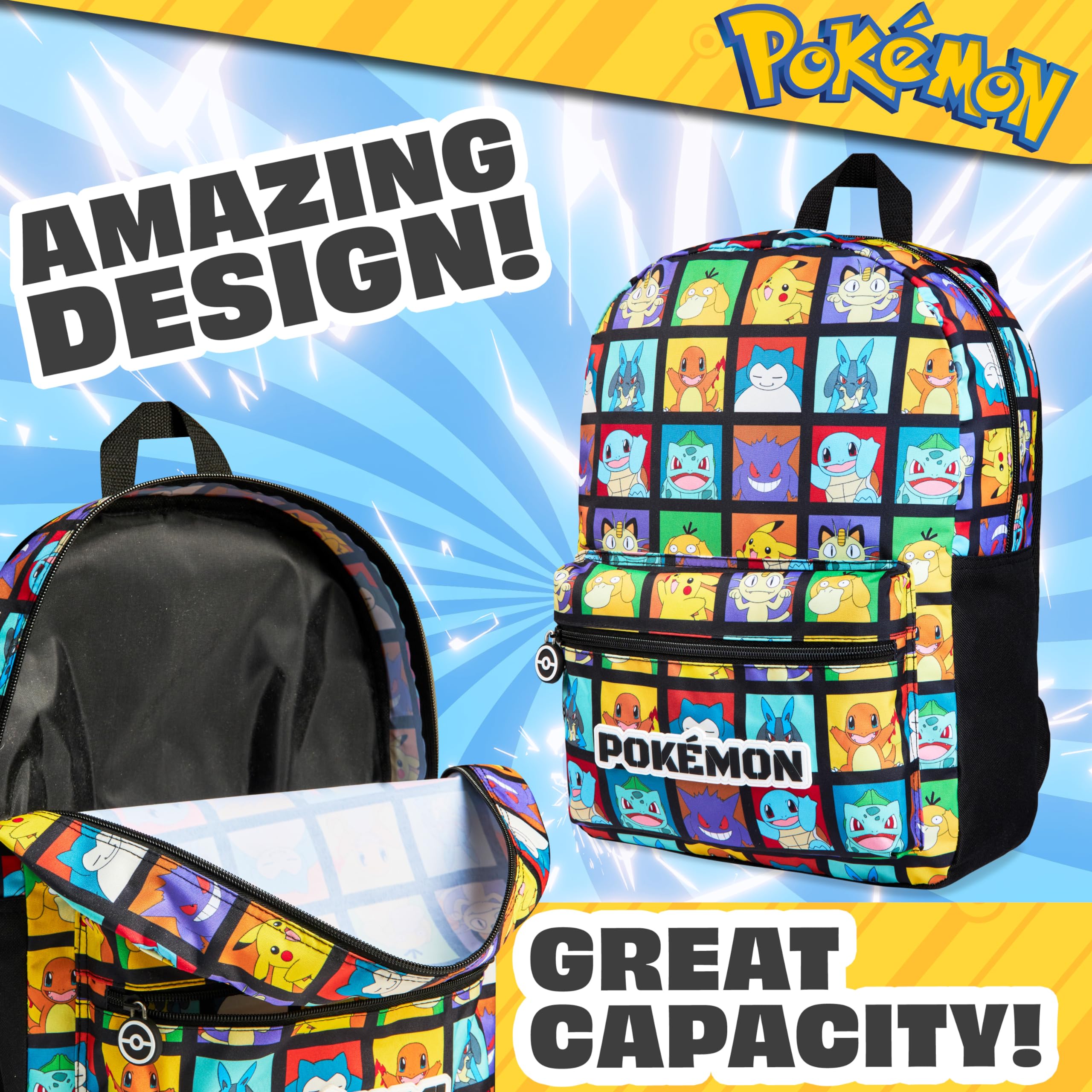 Pokémon Zainetto Bambino con Bottiglia D'acqua Tasca per la Scuola, i Viaggi (Multiplo)