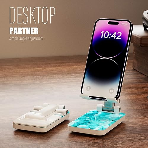 Miniatura 2 de Heainaiyoo Soporte plegable para teléfono celular, soporte de teléfono celular ajustable en altura en ángulo, soporte para teléfono para escritorio,