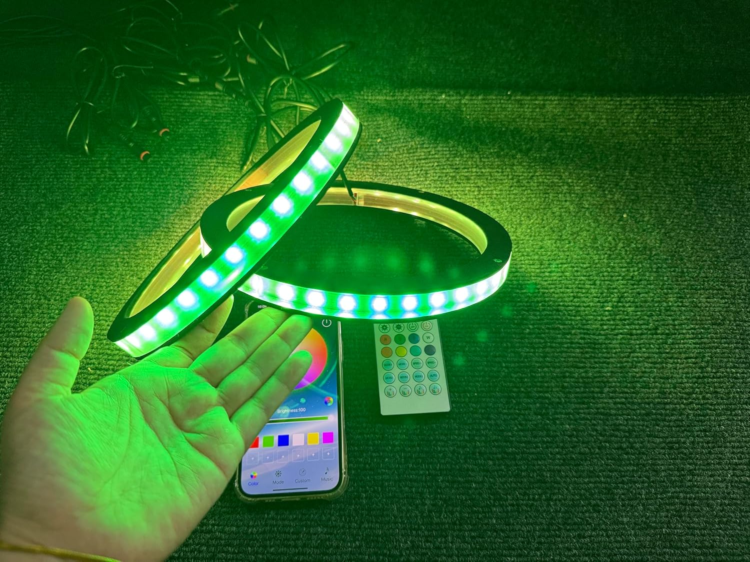 2PCS 10 Inch LED Speaker Rings - Dream Color Chasing Addressable, w/ 1/2" Spacer | for Truck, Car, Polaris Slingshot/Ryker/Spyder, Boat, Motorcycle Audio, APP + Remote Control