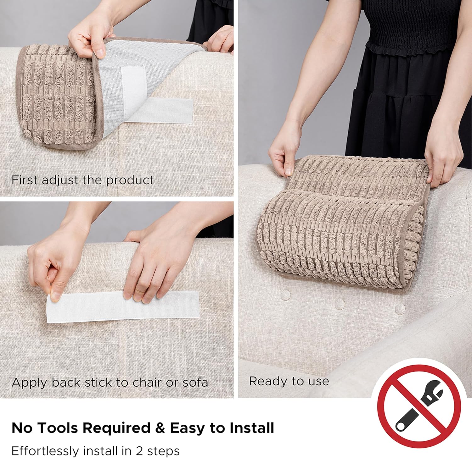 WdFour Headrest Memory Pillow, Support Cushions for Neck, Back or Foot for Sofas, Recliners, Office Chairs, Massage Chairs for Neck Pain Relief and Cervical Support(Khaki, 13" Wx2.7 D).