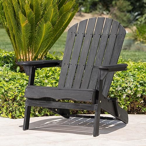 LIFE SKY Folding Adirondack Chair Acacia Wood Patio Seating with Rustic Design - Compact Foldable Outdoor Furniture for Vacation Homes & Backyard