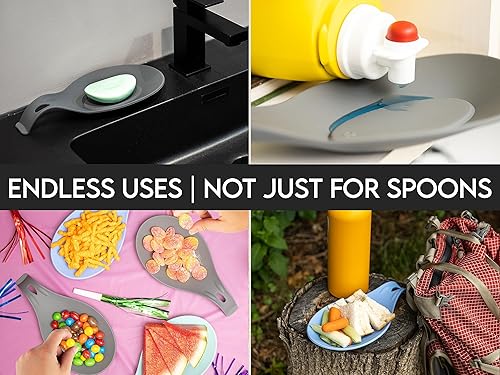 Miniatura 7 de Soporte de cuchara de silicona para estufa, 1 pieza, resistente al calor, apto para lavavajillas, soporte para utensilios de cocina grandes, no se