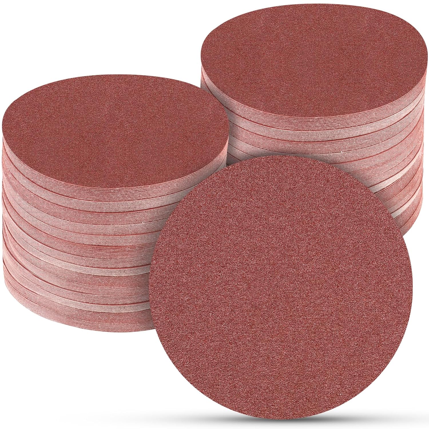 100 PCS 6 Inch Sanding Discs 80 Grit, 6 Hole Hook and Loop Sandpaper, Round Orbital Sand Paper Discs for Sander 80 Grit No Hole-Red