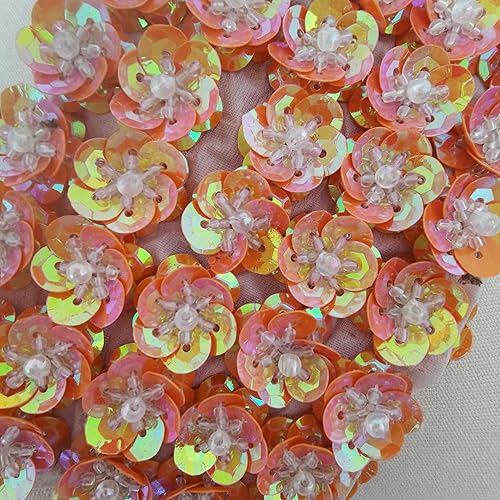 Miniatura 9 de Parches de flores de lentejuelas 3D de 0.78 pulgadas0.8 in, bordados hechos a mano, cuentas de costura para bolsas de clip para el cabello, broche,