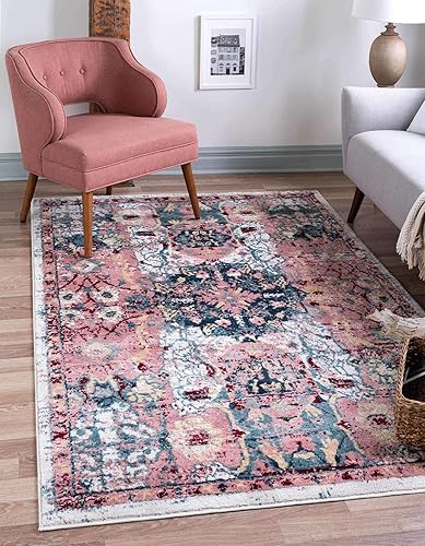 Unique Loom Sumter Collection Abstract, Alfombra vintage, 5 pies 0 pulgadas x 8 pies 0 pulgadas, marrónbeige