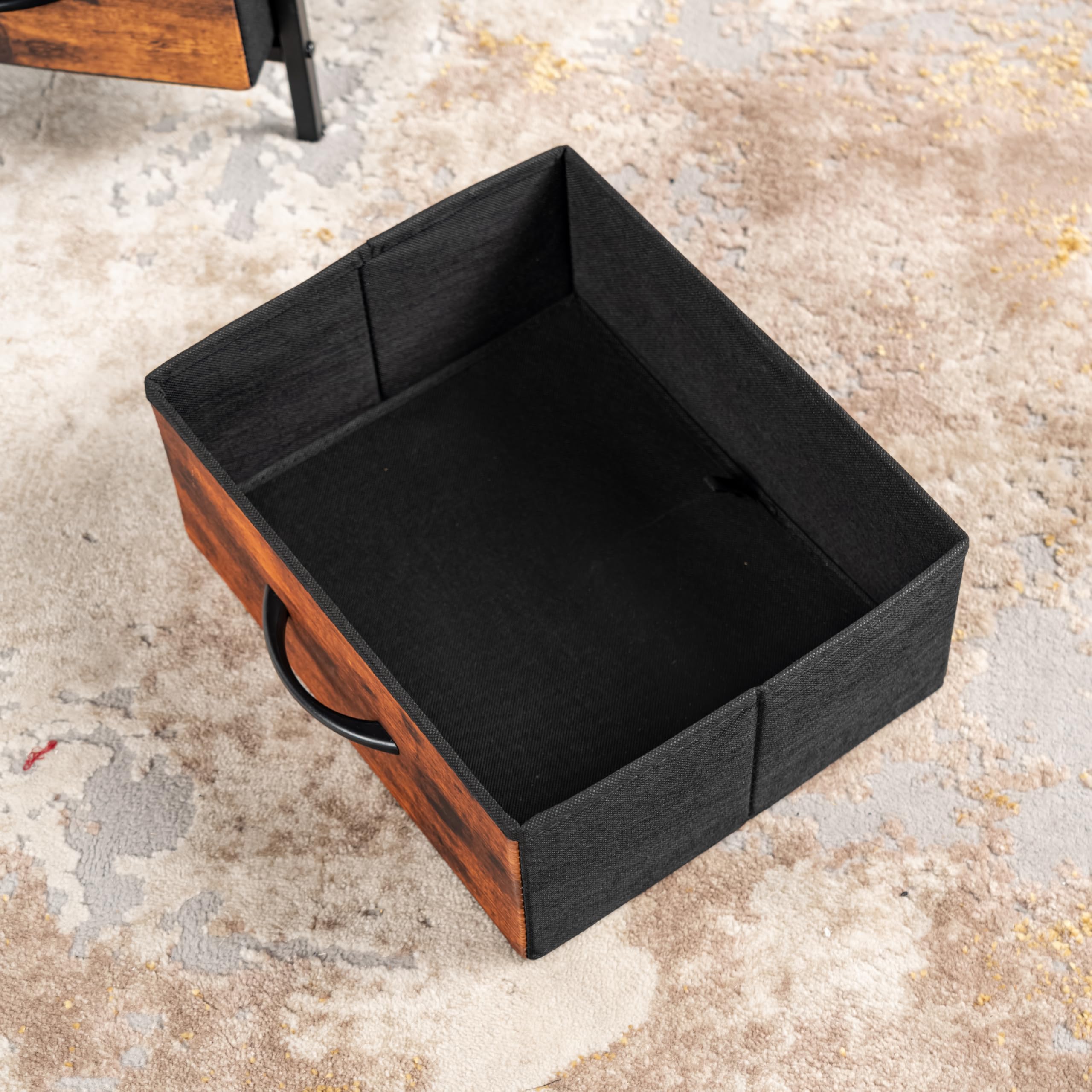 FurnitureR Set von 2 Nachttisch mit LED Ladefunktion, Beistelltisch mit 2 Schubladen. 2 AC Ports.2 USB Ports Nachttische, Endtische für Wohnzimmer, Schlafzimmer, Vintage Braun,40 * 30 * 60cm