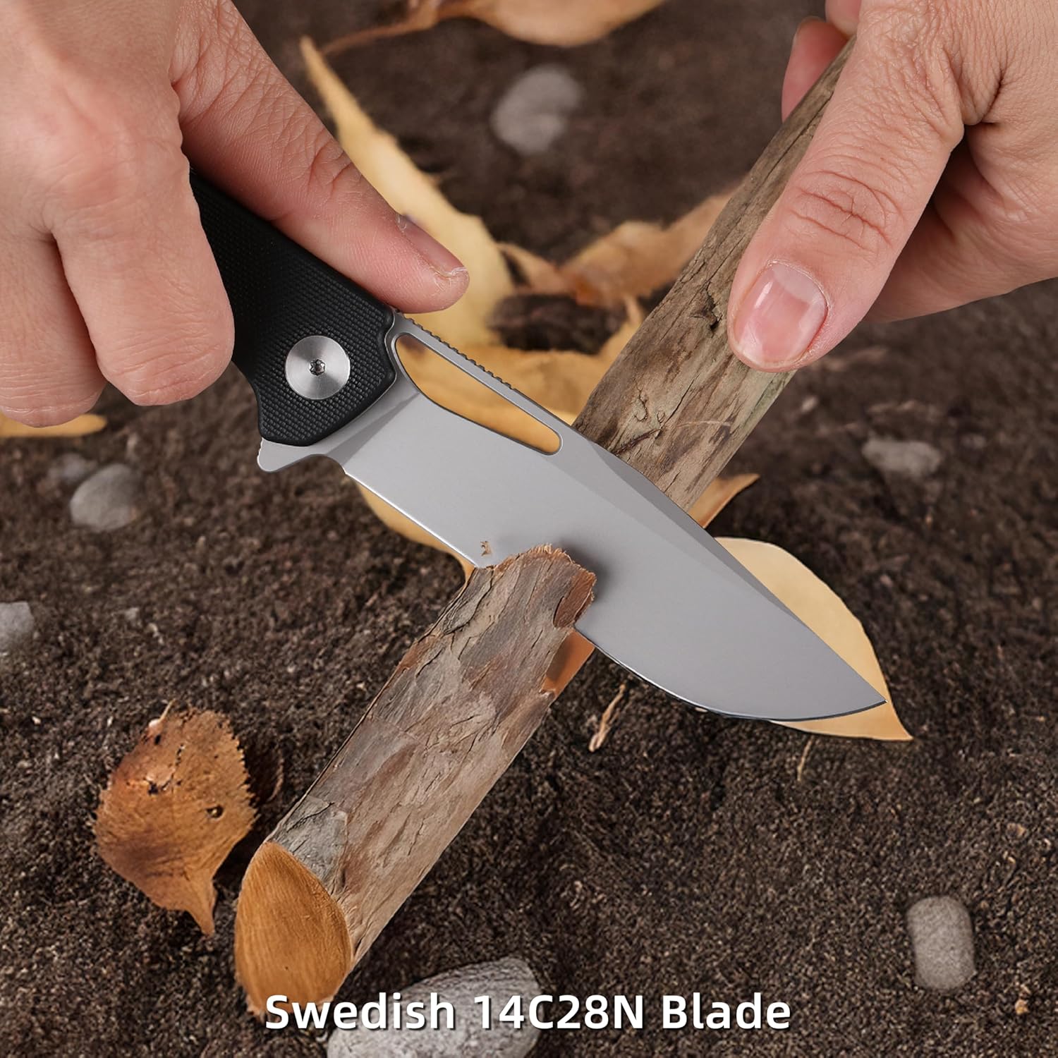 Folding Pocket Knife, 3.5" 14C28N Blade Small EDC Knife with G10 Handle, Safety Liner Lock Pocket Knife for Men, Sharp Camping Hiking Hunting Survival Knives with Clip