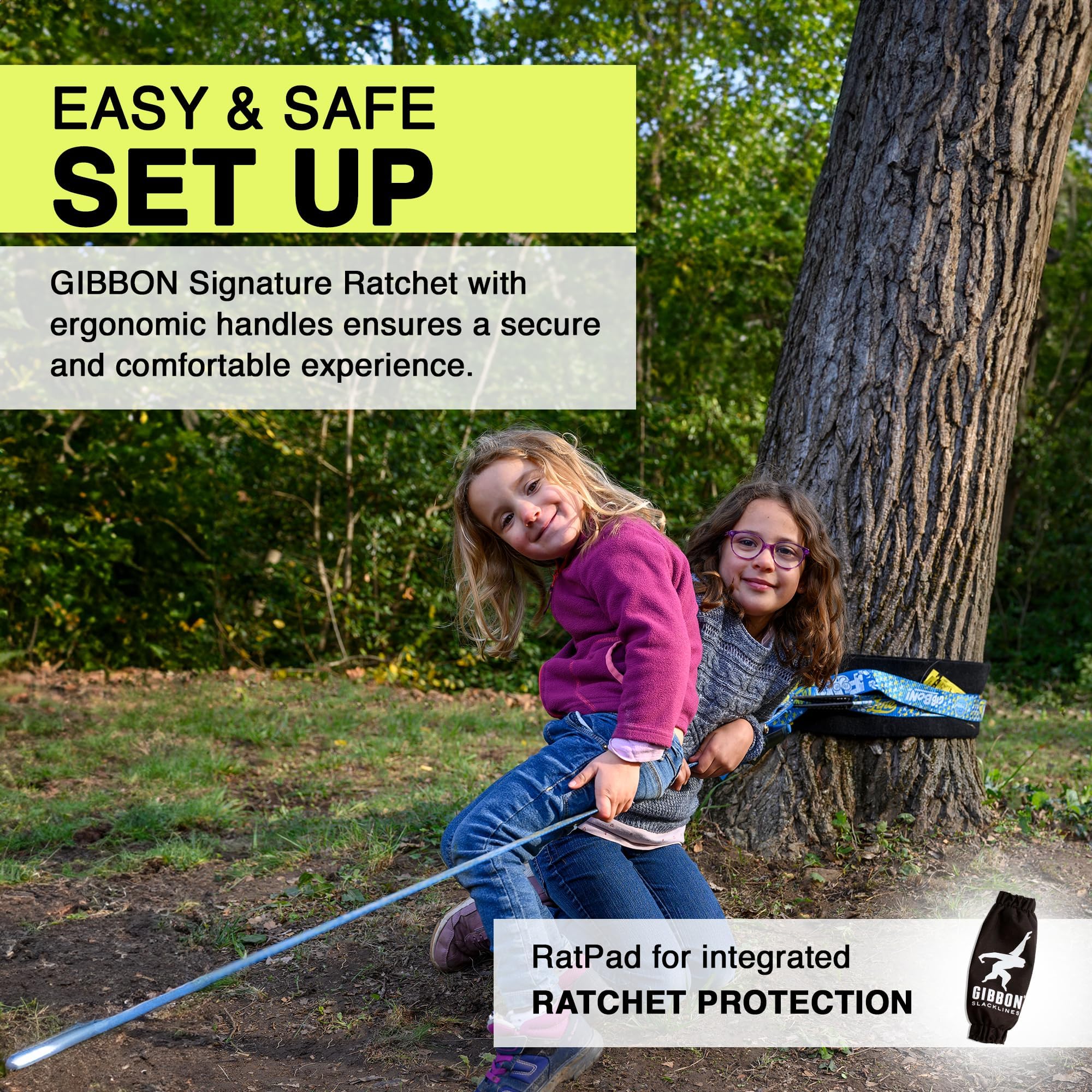Gibbon Slacklines FunLine | Ideal für Kinder & Anfänger | Gleichgewichtsübung | TÜV-Zertifiziert | Inkl. Ratschenschutz & TreeWear | Einfacher Aufbau | Perfekte Freizeitbeschäftigung