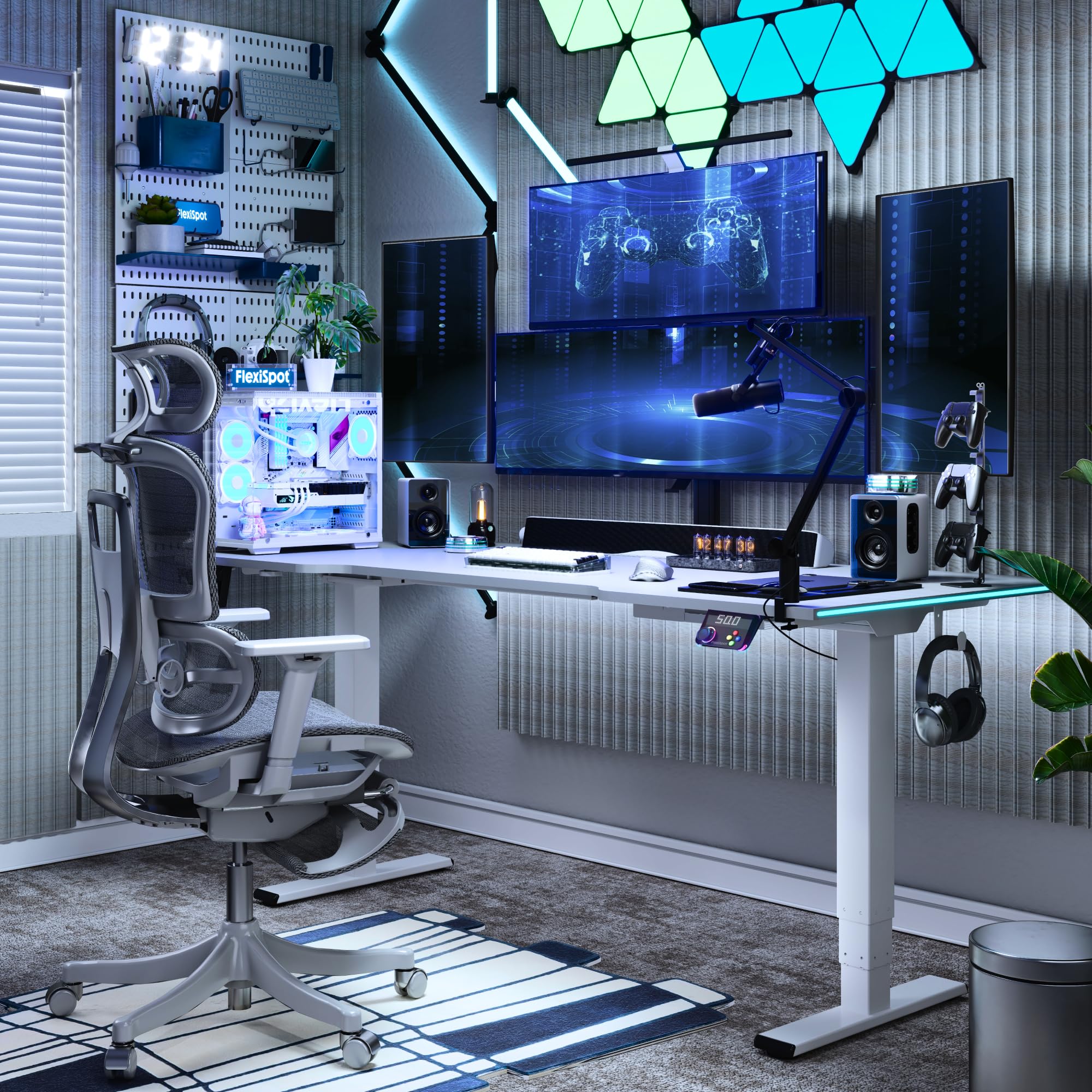 FLEXISPOT E6G CyberX 71 RGB LED Large Electric Gaming Standing Desk Dual Motor 3-Stage Adjustable Desk up to — view 2