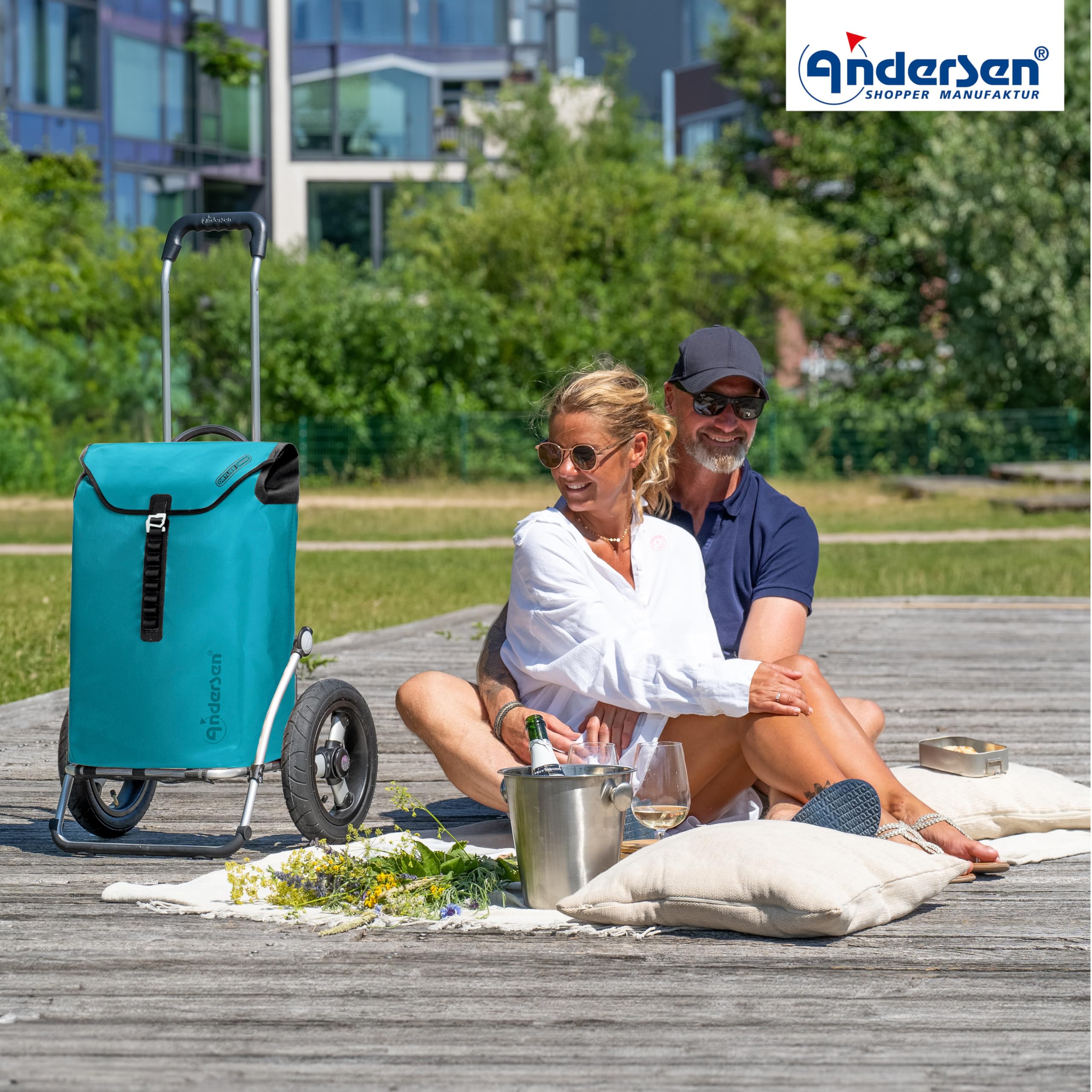 ANDERSEN Royal Sh. Signe – Carrello Spesa Pieghevole In Alluminio, 51L, Con Ruote Scale E Borsa Impermeabile Rossa - 2