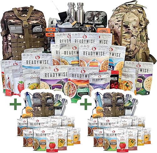 Family Comfort 72 - Kit de supervivencia de emergencia - 72 horas para 2 personas - Preparación para desastres - Deliciosa comida ReadyWise, equipo,