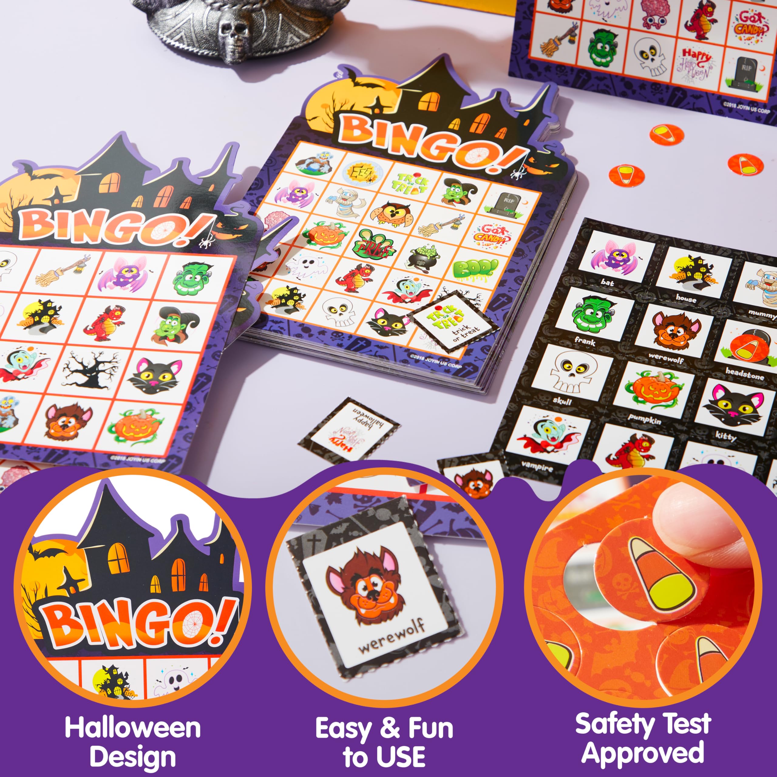 JOYIN 32 Halloween Bingo Game Cards (4x4 & 5x5), 16 Players for Halloween Party Card Games School Classroom Games - Image 3