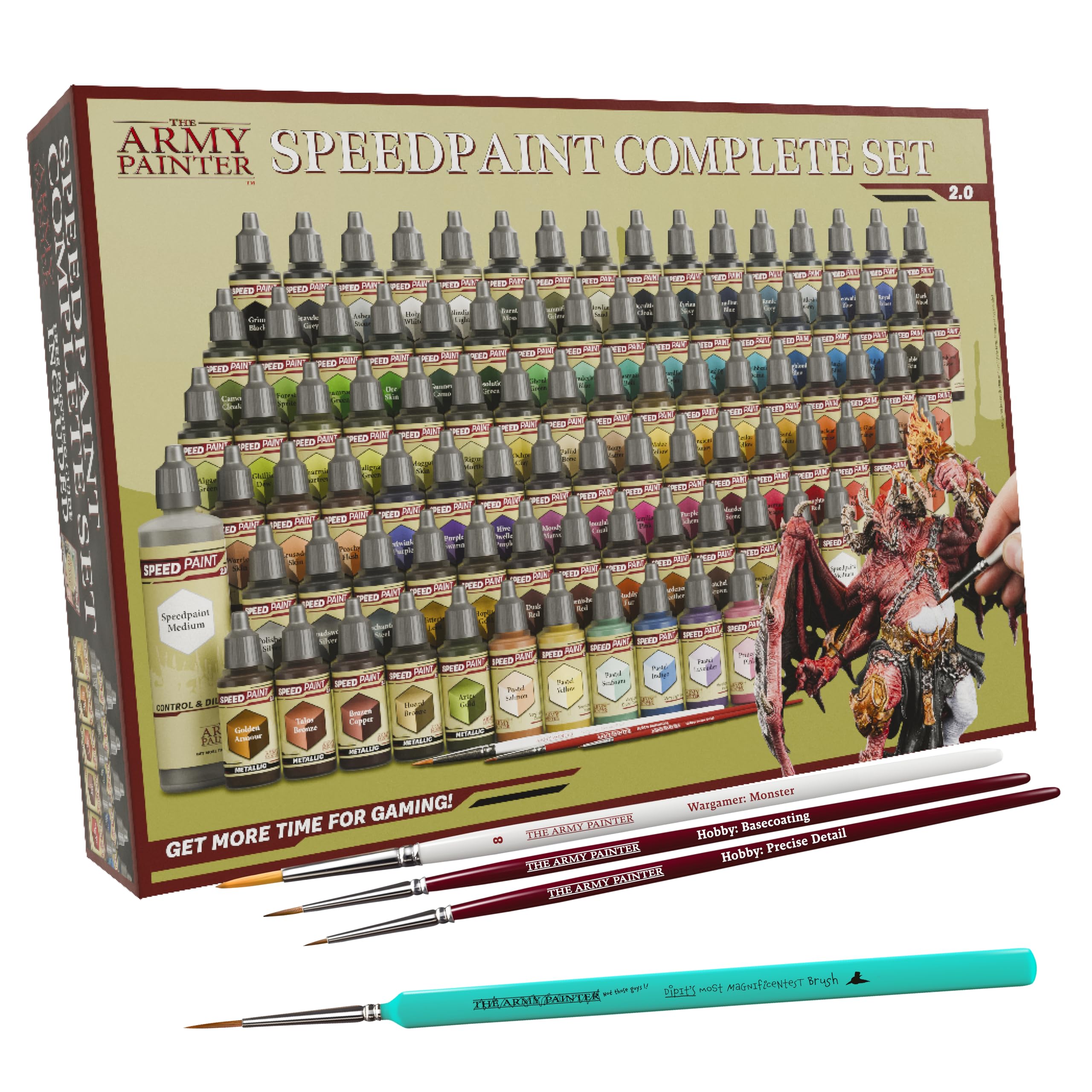 Photo 1 of The Army Painter, Speedpaint 2.0 Complete Set Combo, 90 x 18 ml Acrylic Contrast Model Paint, 4 Brushes & 1 Paint Palette For Miniature Painting, Dnd & Warhammer