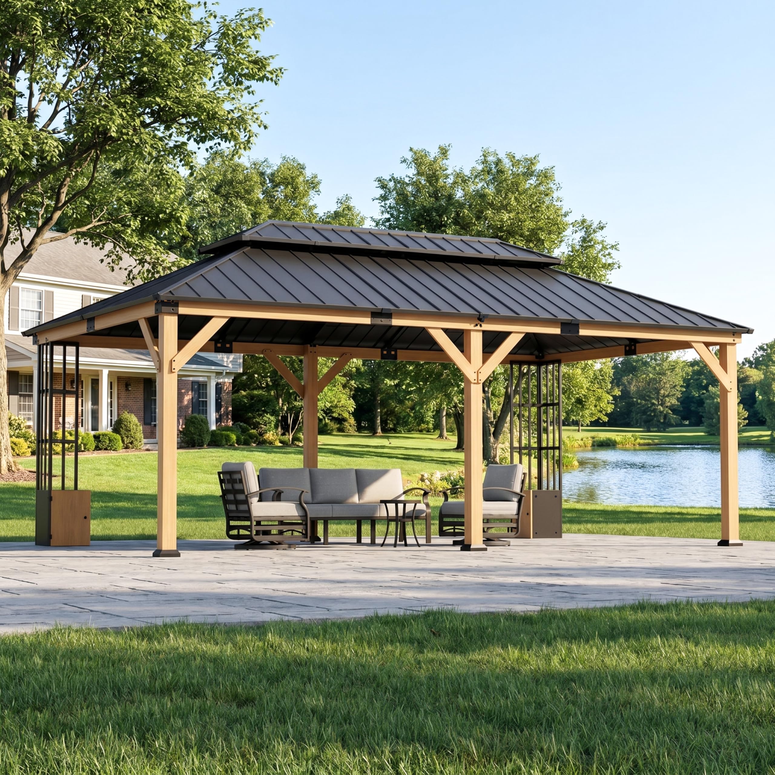 Kullavik 12'x20' Hardtop Gazebo Grey