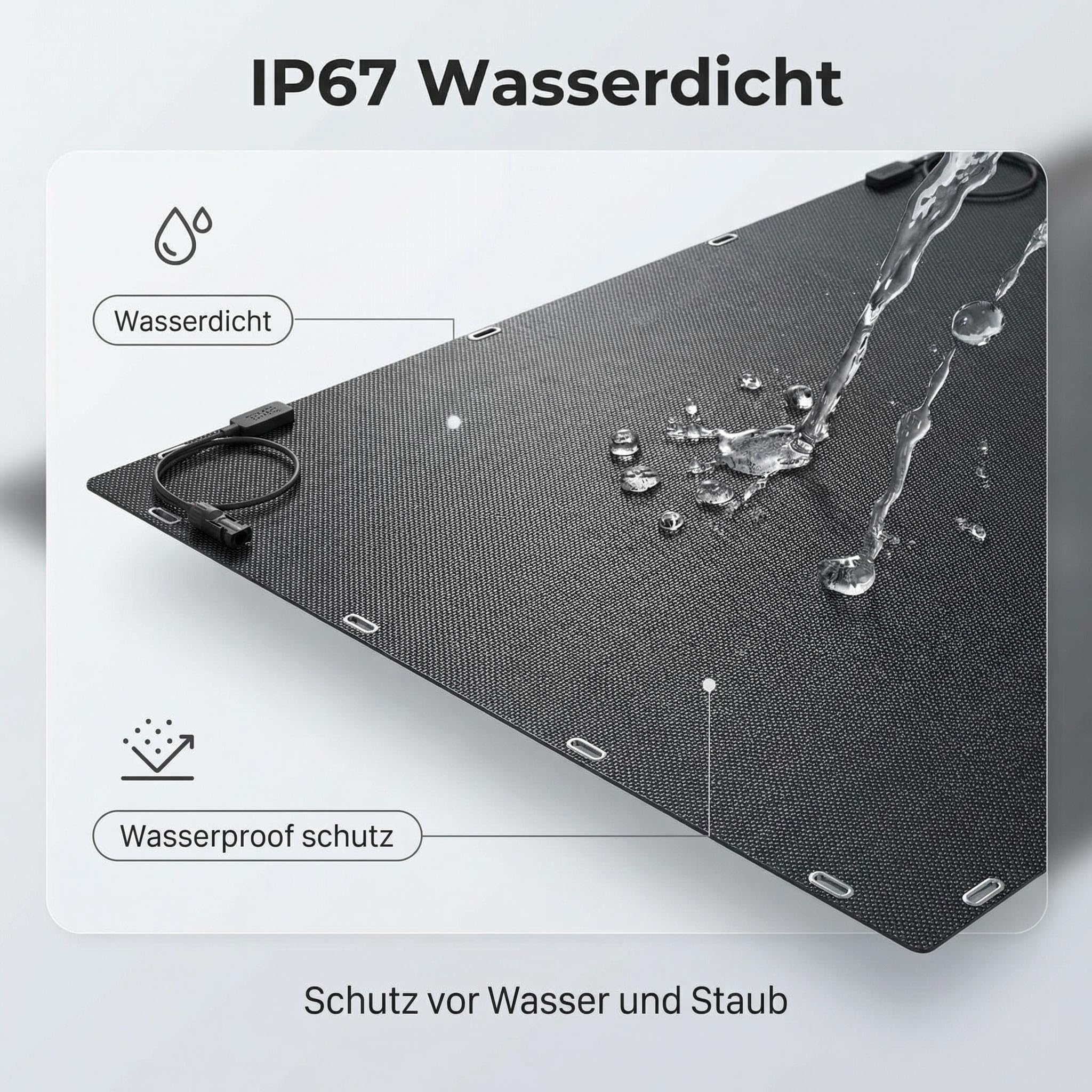 Solarpanel Flexibel, 460W Solarpanel Camping, 230W x2 Komplett Schwarze Solarmodul, Geeignet für Balkonkraftwerk, Verwenden Sie spezielle Anti-Riss-Materialien, Bis zu 300° Biegung, Wasserdicht IP67