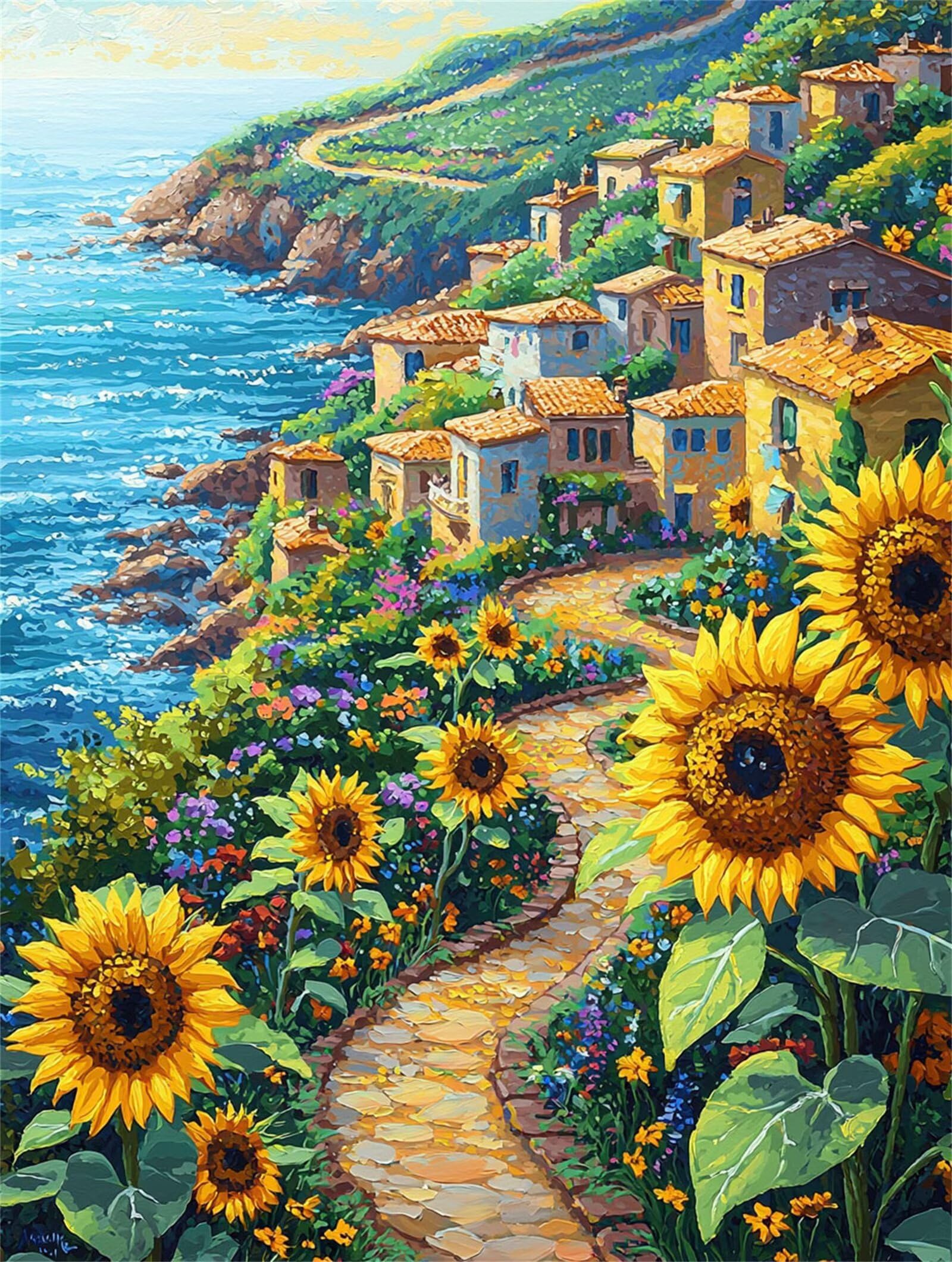 Peinture par Numéro Tournesol pour Salon : Activité Manuelle Adulte 80x100cm - 8