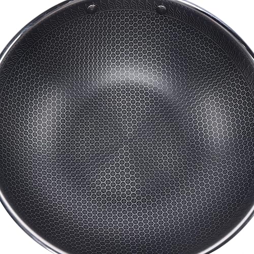 Miniatura 3 de DYRABREST Sartén de 34 pulgadas con tapa y espátula, sartén de tortilla de acero inoxidable 304 para estufa de gas, estufa de inducción, estufa de