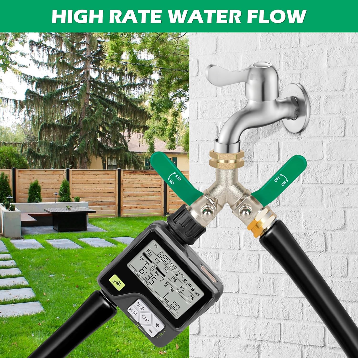 Love is War Hose Splitter 2 Way, High-flow Brass Garden Hose Splitters, Dual Water Rv Hose Bib Splitter, Heavy Duty Faucet Splitter, Outdoor Hose Connector, With Shut Off Y Valve 3/4 Inch Ght Thread.
