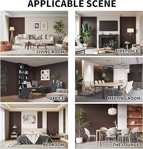 Miniatura 4 de POHARE WPC - Paneles de pared de listones, paquete de 8 listones decorativos de madera acústica para pared y techos, paneles acústicos para