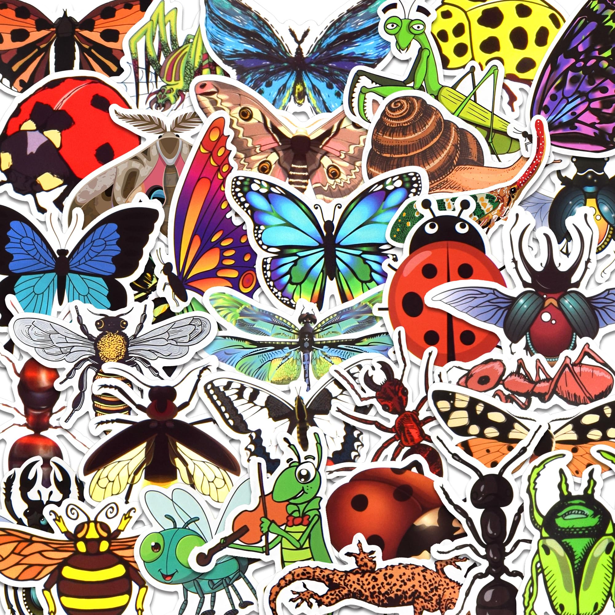 BAIYINGMOER 50 Pcs Insect Stickers for Kids Teens Water Bottles Laptops Scrapbook Decoration Party Favors Classroom Rewards Butterfly Ladybug Bug