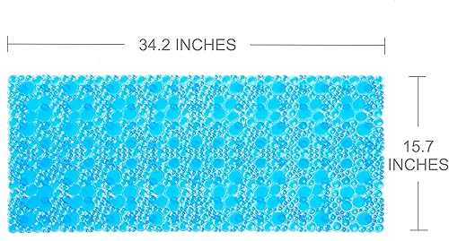 Miniatura 10 de Tapete extra largo de ducha para bañera de 34.2 x 15.7 pulgadas, antideslizante con ventosas, lavable a máquina, superficie lisasin textura (34.2 x
