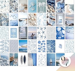 25 Blue Kitchen Ideas That Add Calm and Coastal Vibes 44 97 Decor Coastal Wall Art - 40 Pcs Blue Ocean Art Prints, Beachy Collage...