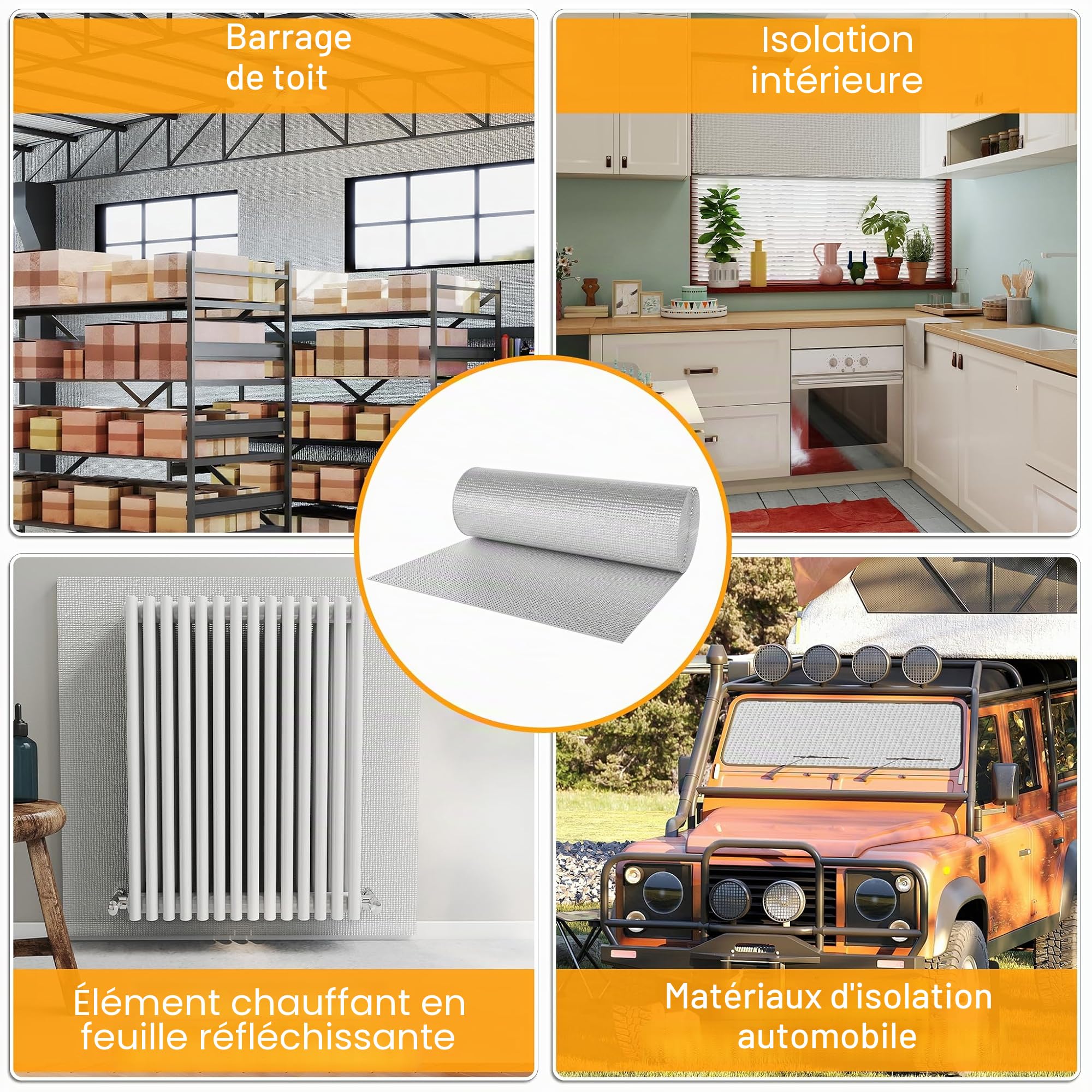 NAIZY Film Isolant Thermique 1m x 10m Pour Toit, Double Couche D'aluminium Avec Bulles D'air, Laine D'isolation, Protection Contre Le Froid Pour Fenêtres
