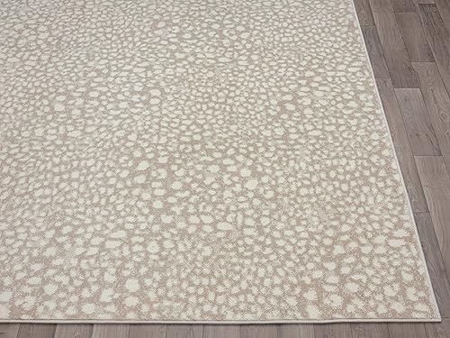 Miniatura 7 de Abani Arto Collection - Alfombra decorativa con estampado de guepardo beige, contemporánea y duradera (4 x 6 pies)