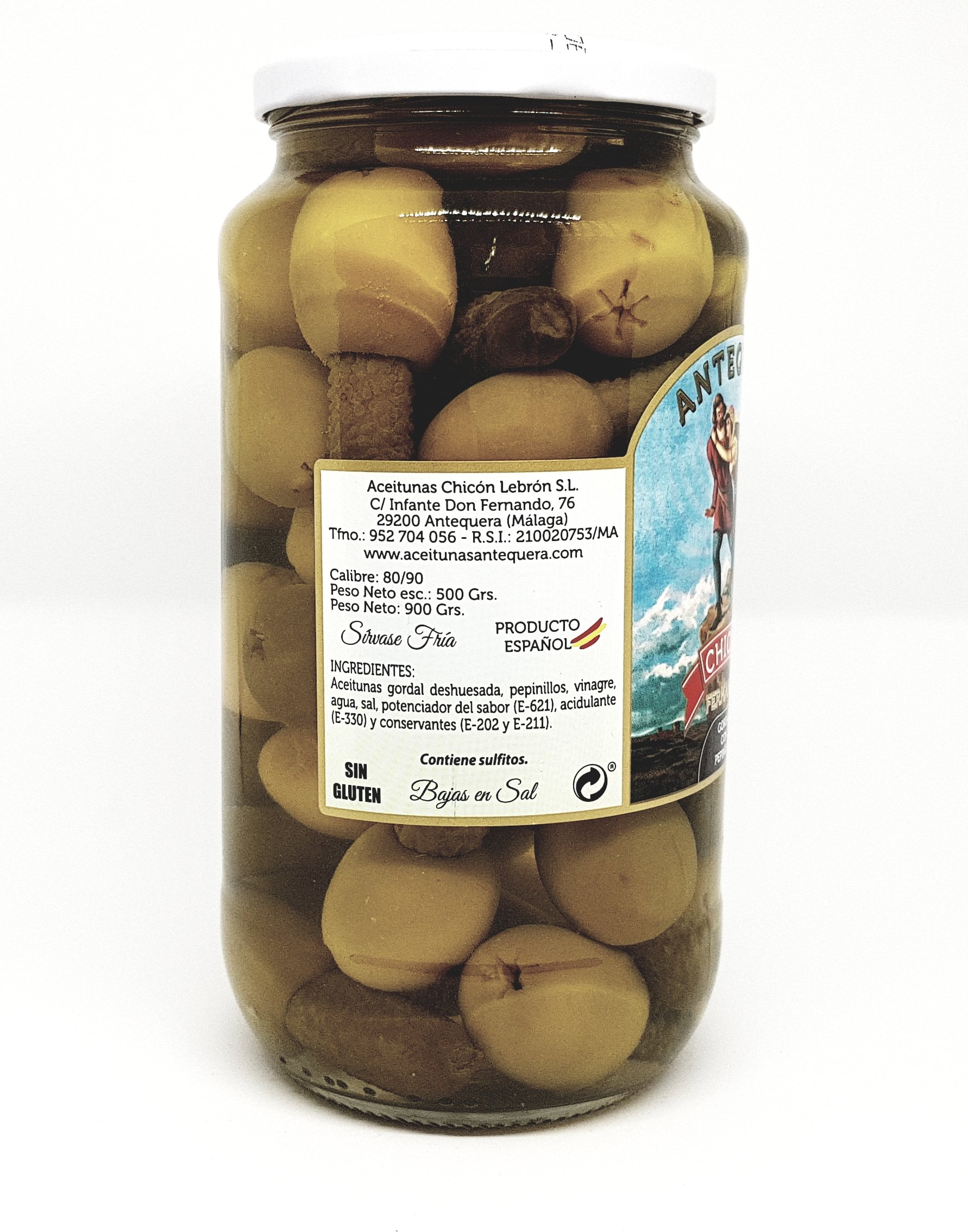 ACEITUNAS GORDAL CON PEPINILLO CHICON 2 x 500 gr