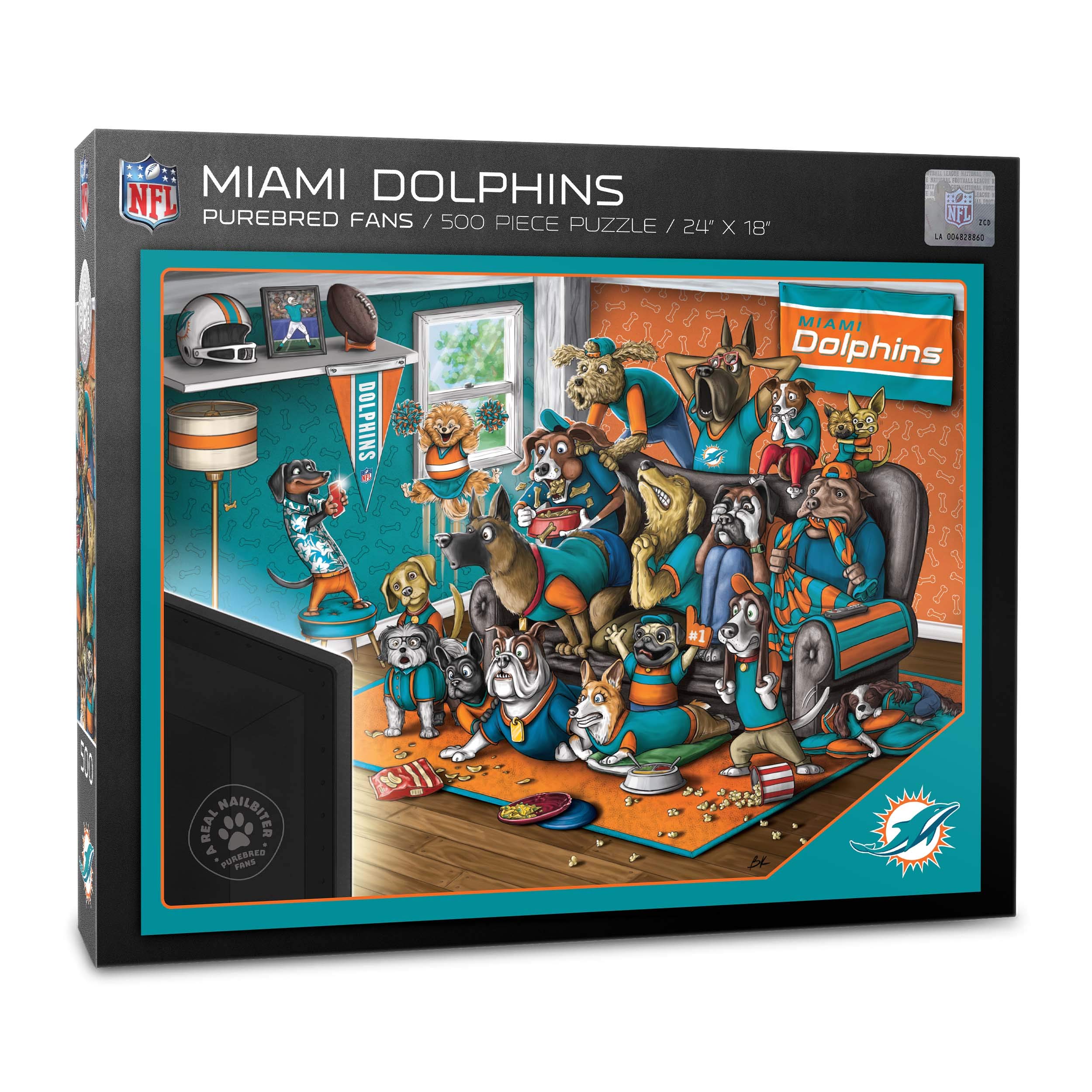 YouTheFanNFL Miami Dolphins Purebred Fans 500pc Puzzle - A Real Nailbiter
