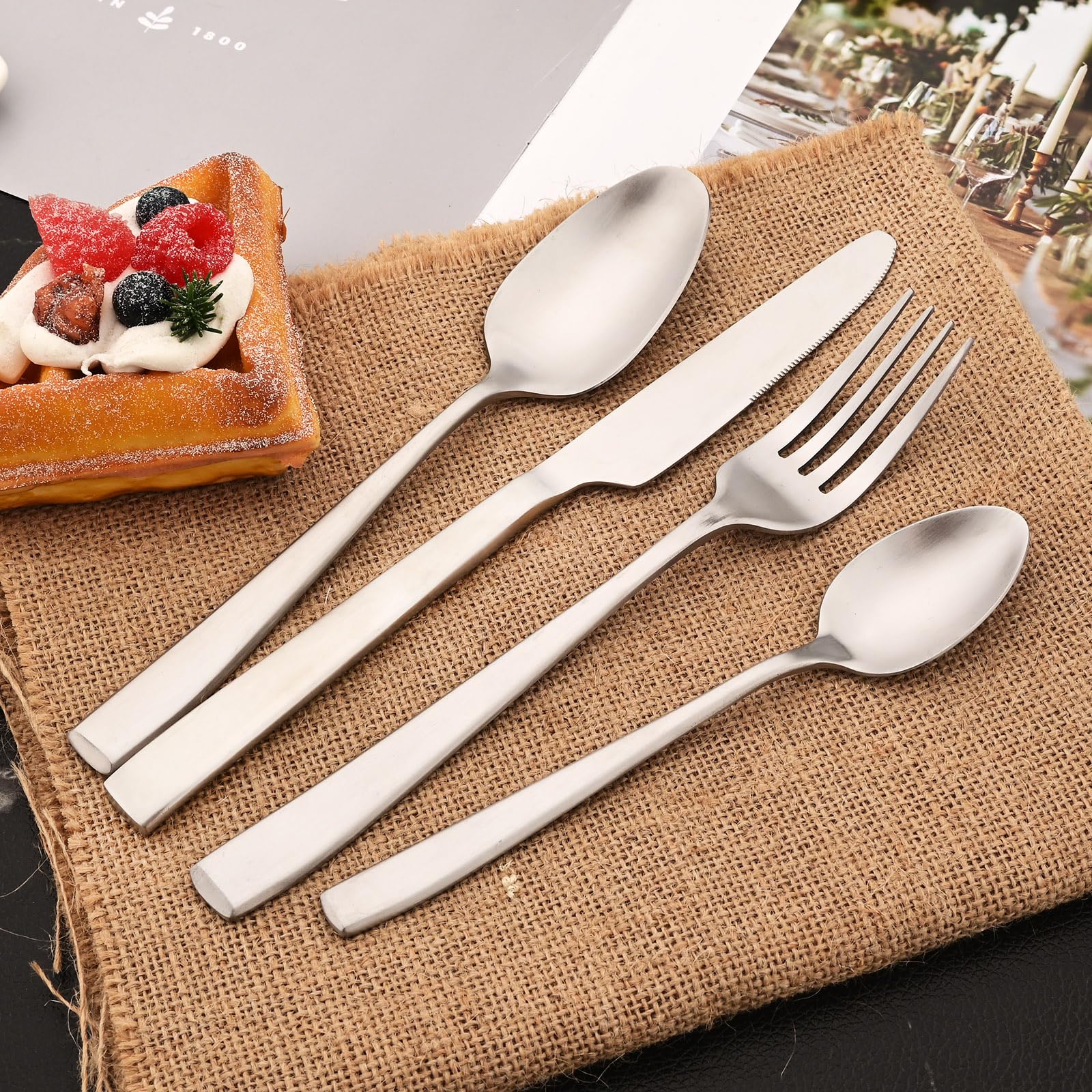 Snplowum 8-Piece Table Spoon, 18/10 Stainless Steel Heavy Duty Spoon Set For Dining Kitchen Dinner Spoons, Matte Silver Finished (7.67-inch)
