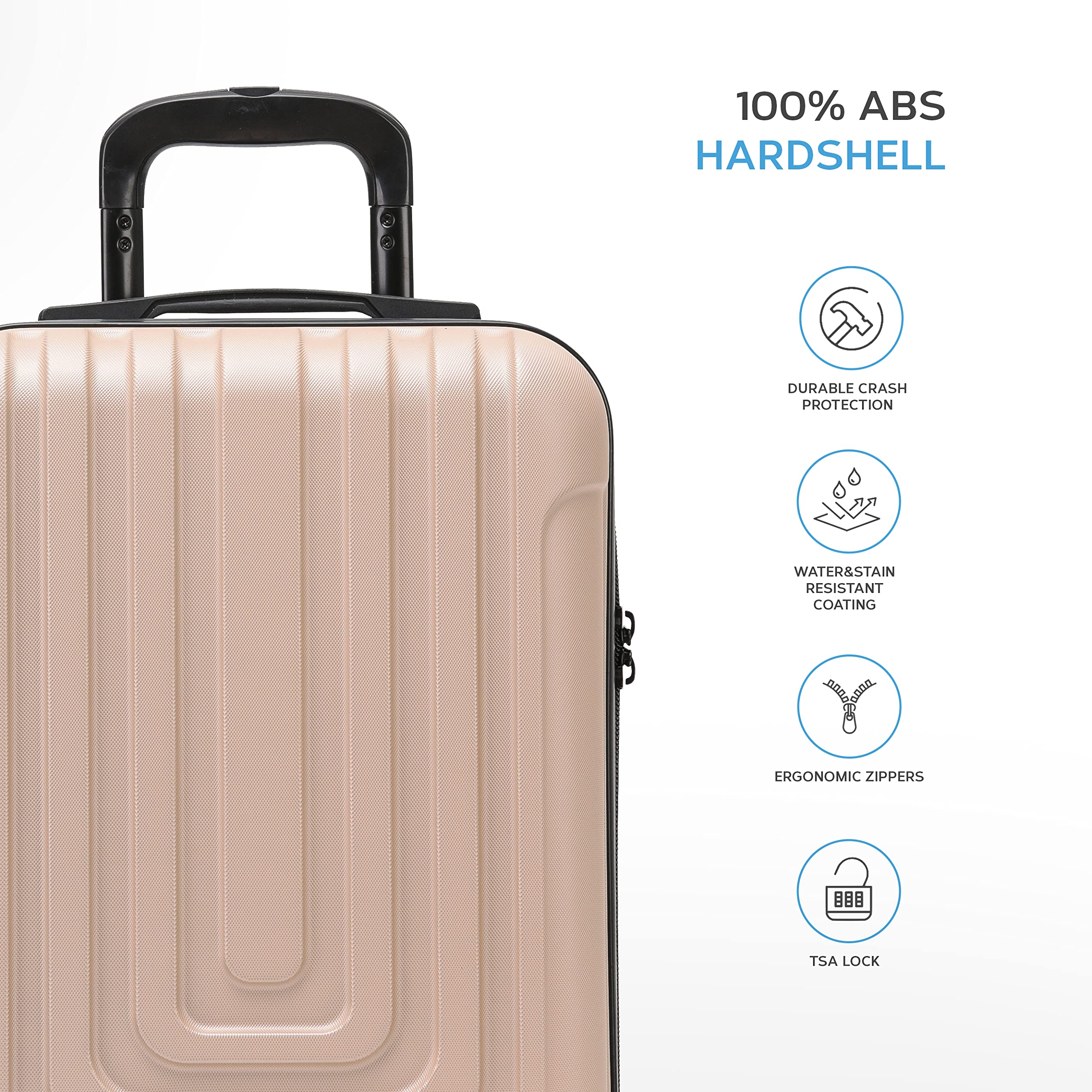 Flight Knight Premium Set of 2 Lightweight Cabin Suitcase - 8 Spinner Wheels - Built-in TSA Lock & USB Port - Luggage Approved for Over 100 Airlines Including easyJet, Ryanair & Jet2-55x35x20cm