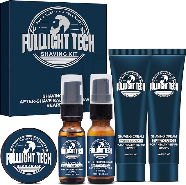 Shaving Kit for Men w/2 PACK Shaving Cream,Pre-Shave Oil,After Shave Balm,Shaving Soap for Men Unique Christmas Stocking Filler Shaving Kit Mens Gifts Set for Husband Him Boyfriend Dad Father Adult