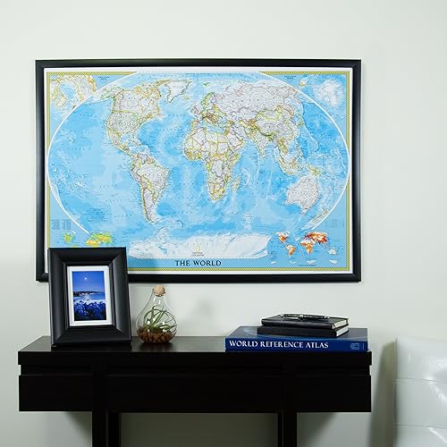 Miniatura 2 de Craig Frames Wayfarer, Mapa de viaje Classic World, marco negro galería y alfileres, 24 x 36 pulgadas