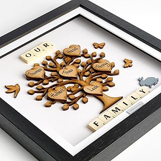 5 Year Wood Anniversary Gifts - 5th Anniversary Gift For Couple - Personalised - 5 Years Wooden Wedding Anniversary Gifts - Family Tree Frame