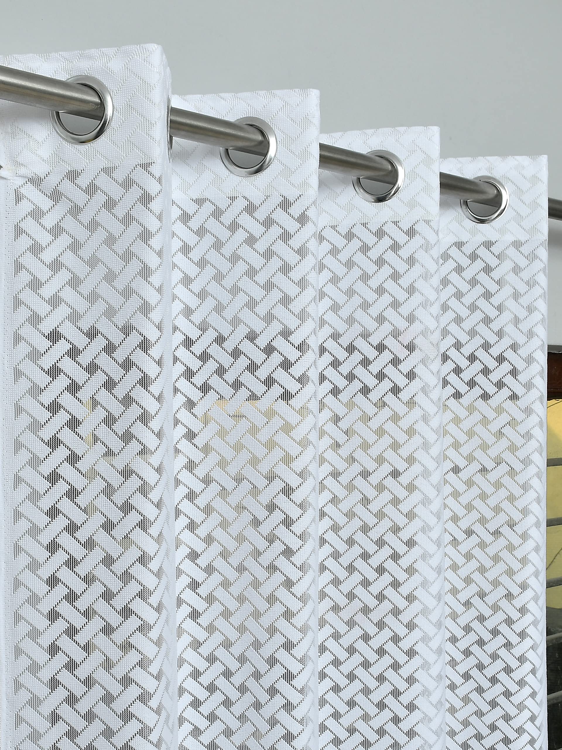 FAB CASTLE Criss Cross Net Semi Sheer Transparent Curtains for Door 7 Feet, Pack of 1, White (B0CMM6YZQ3) Amazon Price History, Amazon Price Tracker