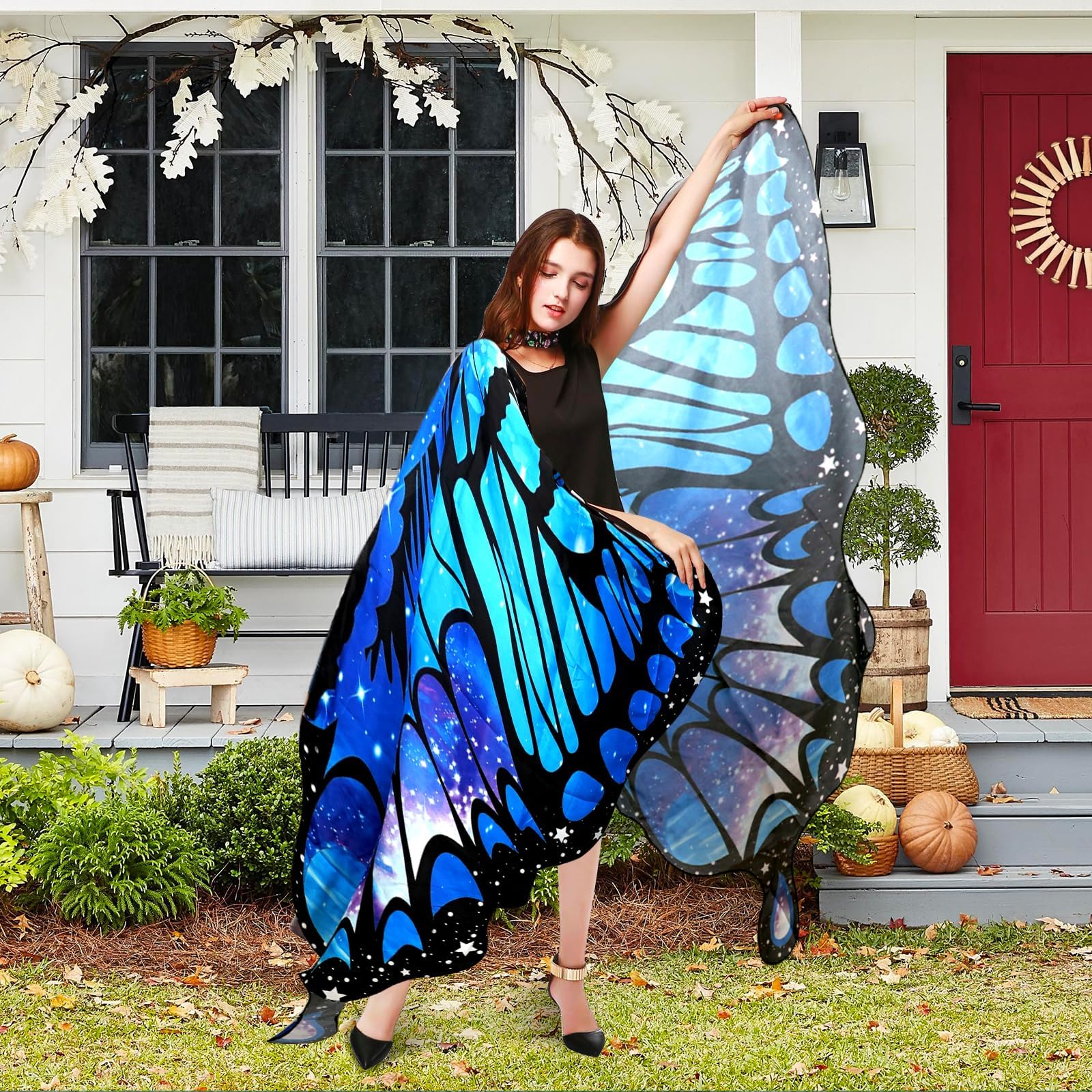 CIYIN Schmetterling Kostüm Für Damen - Inkl. Umhang, Haarreif & Spitzenmaske, Lila, Aus Polyester, Für Karneval & Cosplay
