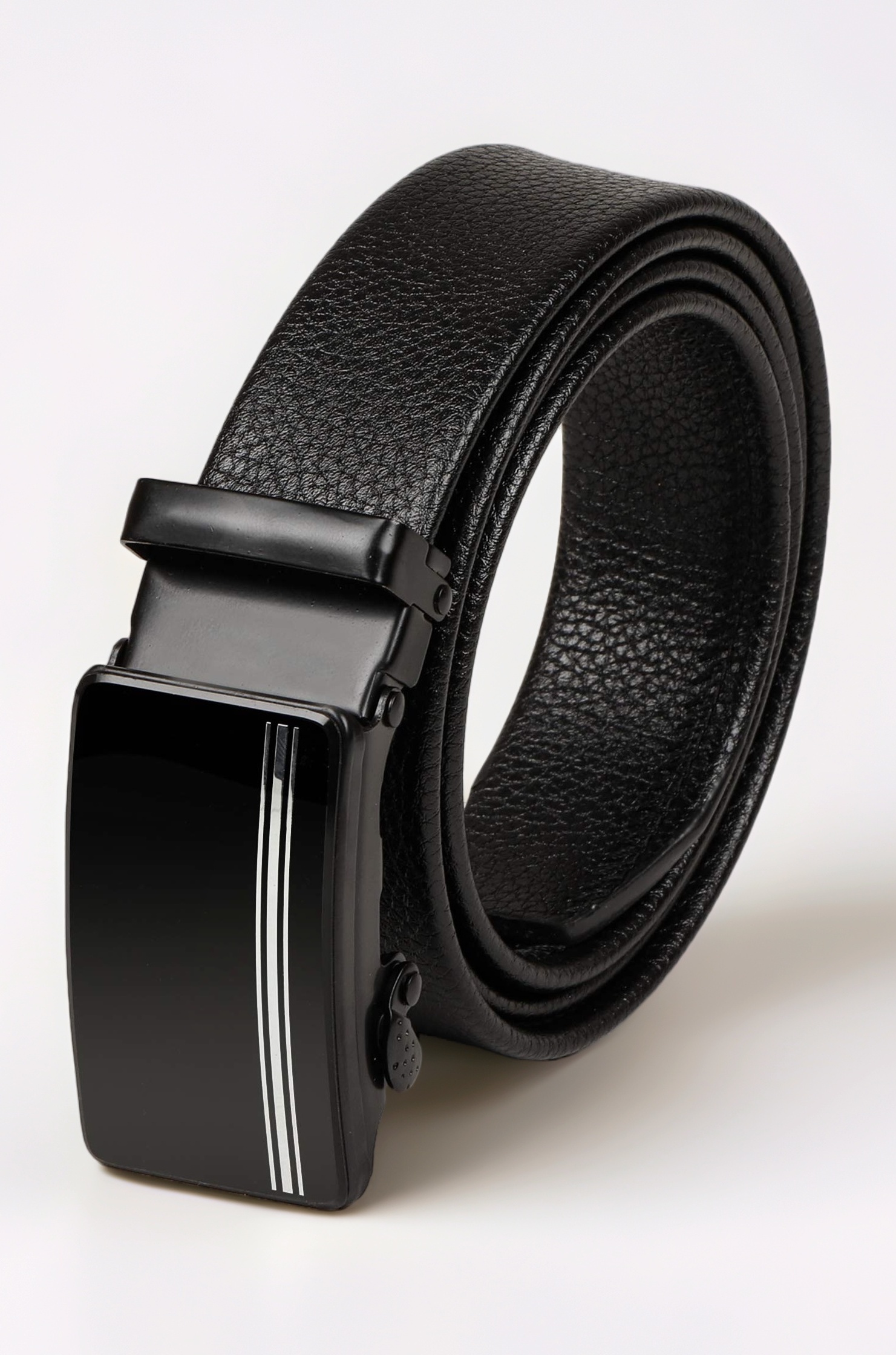 Men's Vegan Leather Belt for Men | Formal & Casual | Autolock Buckle,Black | Fit all size upto 40 Inches Waist size
