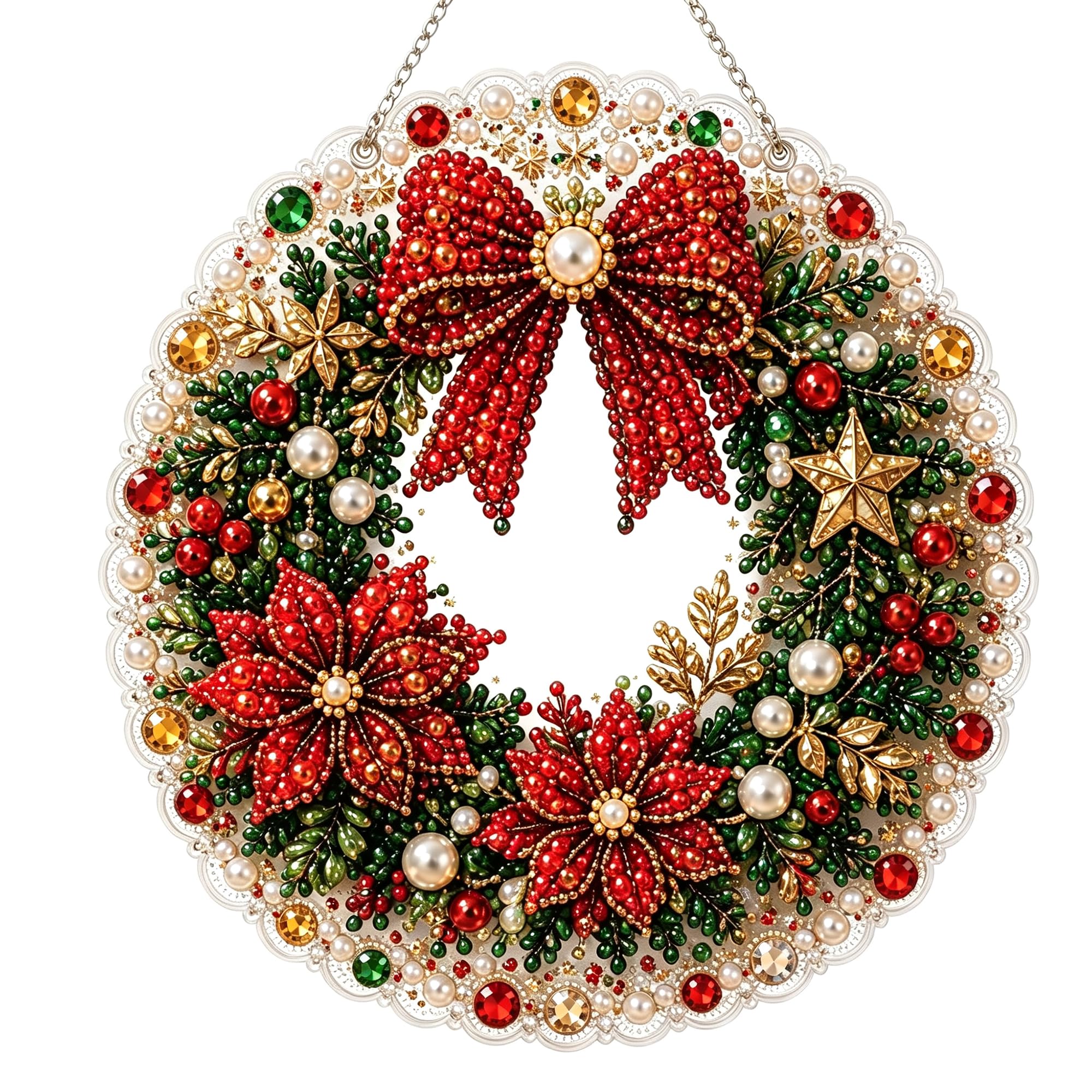 DOTZSO Christmas Pearl Diamond Painting Suncatcher Kit DIY Craft 8IN