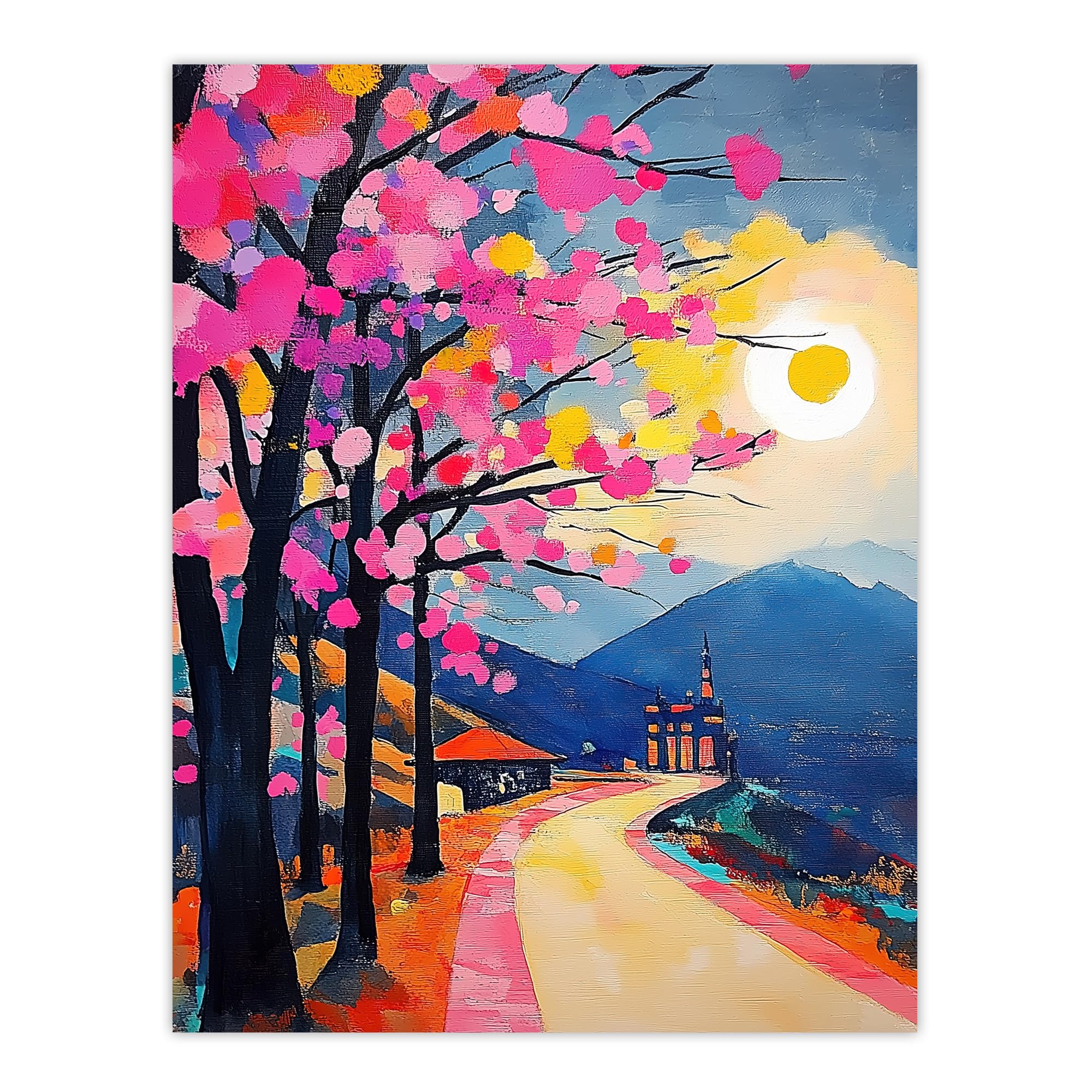 Artery8 Abstract Painting Wall Art Print - Pink - W18" x H24"