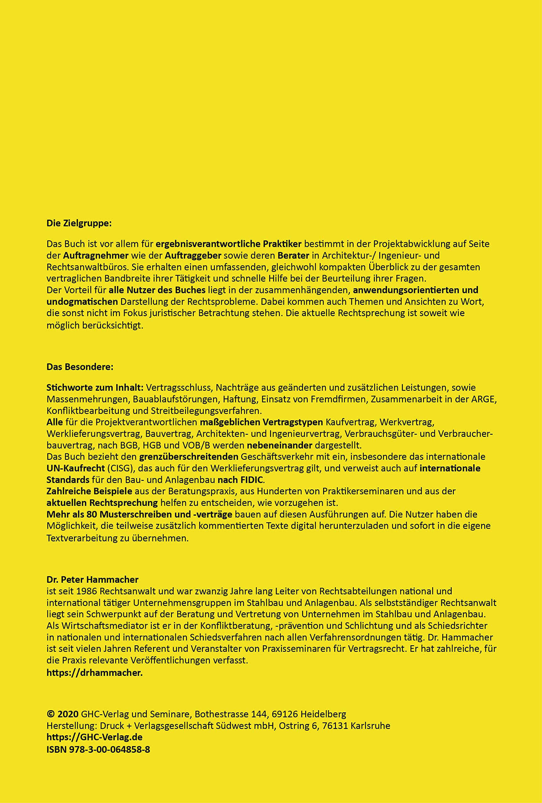 Handbuch der Auftragsabwicklung: Kaufvertrag, Werklieferungsvertrag, Werkvertrag, Bauvertrag, VOB/B, Verbraucherbauvertrag, Internationaler Kauf- und ... Musterverträgen, mit FIDIC turn-key-contract