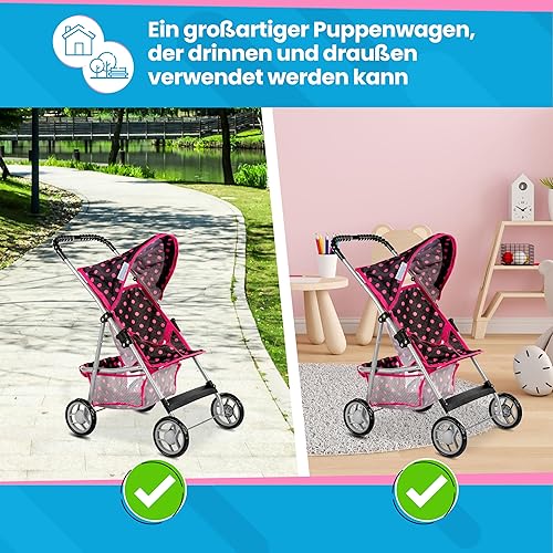 Miniatura 7 de Cochecito de muñeca de bebé  Cochecito para niñas  Cochecito paraguas para niños - Carro de juego ligero para niños pequeños de 1 a 3 años