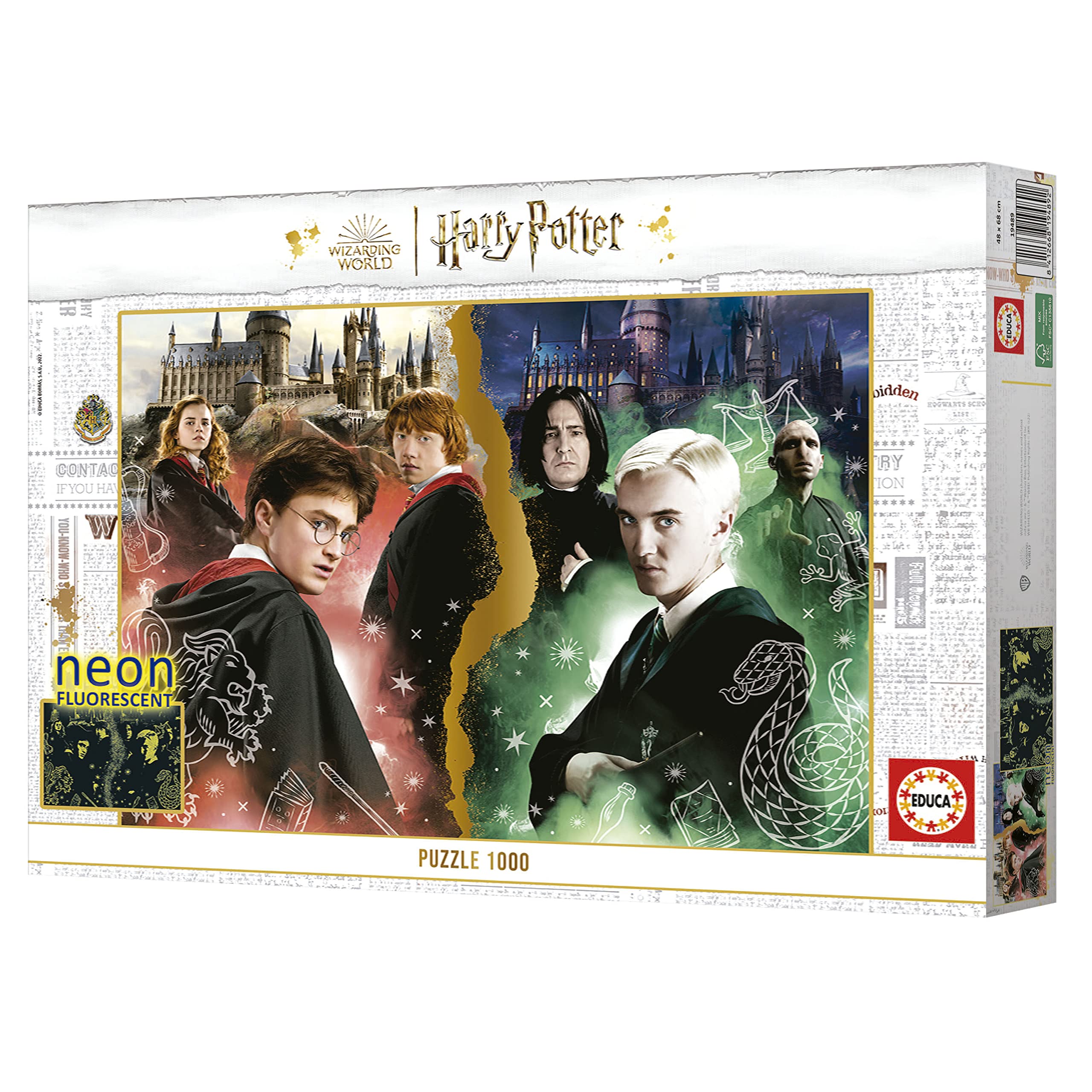 Educa Puzzle 1000 Pezzi Harry Potter Neon: Brilla Al Buio, 68x48 Cm – Con Colla FixPuzzle Inclusa, Per Adulti 14+ - 2